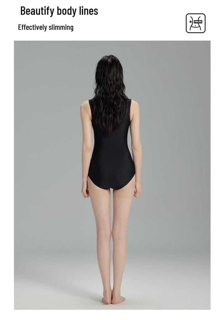 Women's Sporty Zipper Plus Size One-Piece Slimming Racing Swimsuit