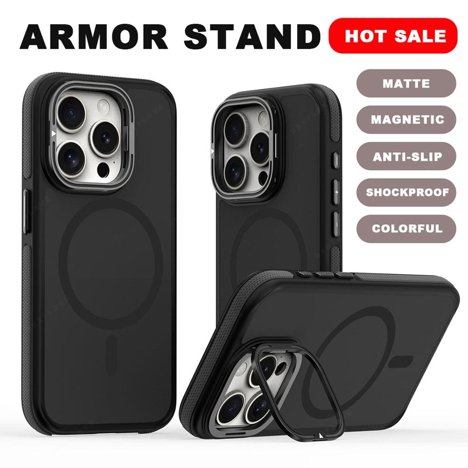 Magnetic Stand Phone Case For iPhone 15 14 16 Plus 11 12 13 16 Pro Max Magsafe Wireless Charge Holder Protector Hard Cover