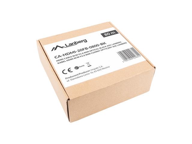 Lanberg CA-HDMI-20FB-0800-BK HDMI Cable 80 M HDMI Type A (Standard) Black, Silver