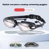 Waterproof Swim Glasses with Earplugs Dazzling Colors Anti-fog Swimming Eyewear  Snorkeling