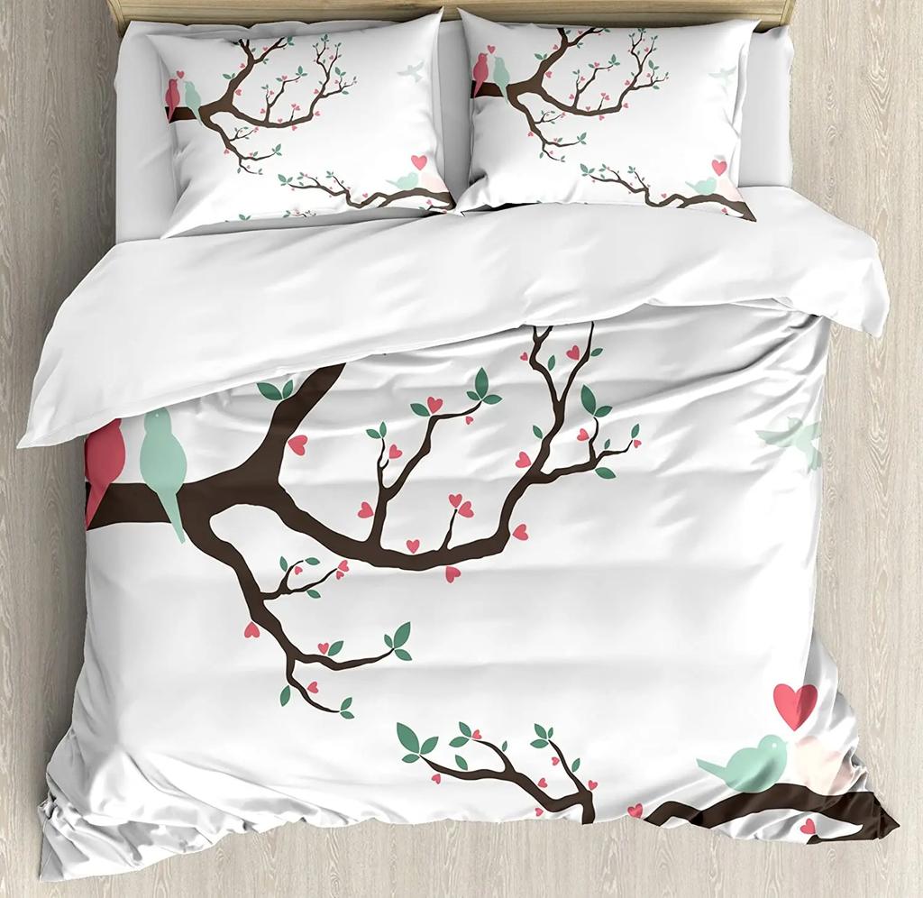 Romantic Bedding Set For Bedroom Bed Home I Love You Quote with Hearts Romance Couple Val Duvet Cover Quilt Cover And Pillowcase