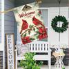 Christmas Garden Flag - 1PC Double-Sided Polyester Welcome Cardinal & Poinsettia Design, Festive Outdoor Yard Decoration, No Electricity Needed