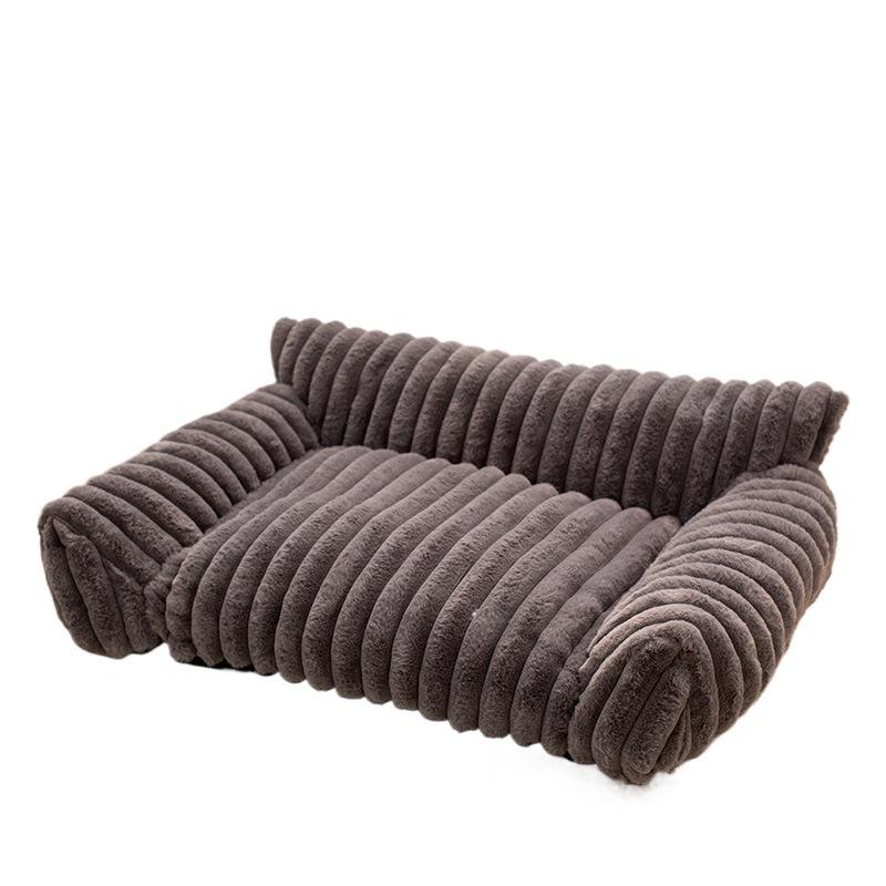 Cross-Border Plush Pet Bed: Large Rabbit Fur Sofa, Wear-Resistant Dog/Cat Nest for All Seasons.
