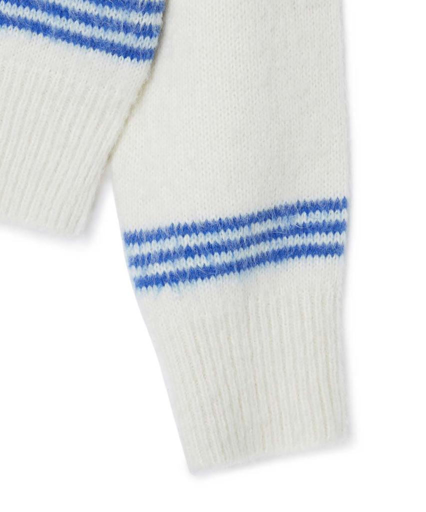 MOONSUN Essential_Unisex Mss Mohair Blend Stripe Knit [Ivory Blue]