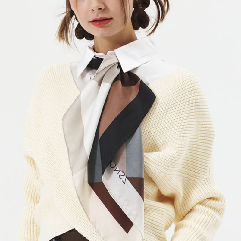 

ONSZ diagonal wide check silk scarf BROWN