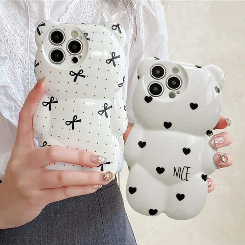 Cartoon Bear Shell TPU Personalized Goddess Airbag Anti-fall Ins Style Cute Mobile Phone Case Cartoon Cute Style Protective Shell