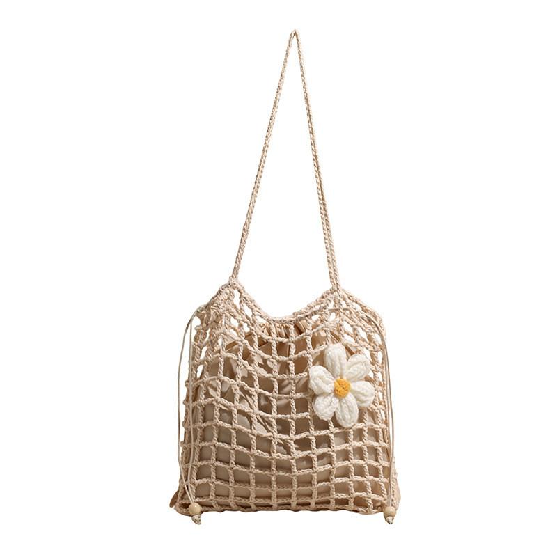Stylish Woven Mesh Shoulder Bag For Summer Beach Vacation And Casual Outings