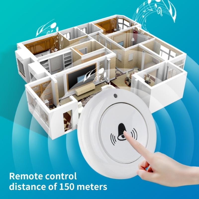 Power Wireless Doorbell with Adjustable Sound Level Long Distances Signal Elegant Designs for Household Use