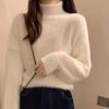 Winter Imitate Mink Wool Hot Fleecing Female Turtleneck Thicken Elastic Casual Sweater Women Knitted Tops Pullovers Soft  Warm