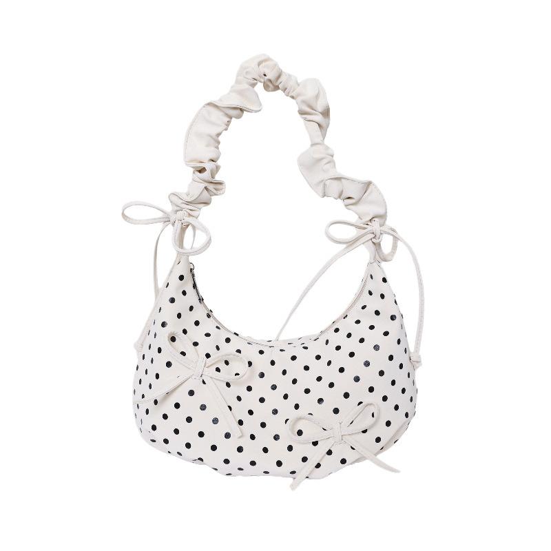Bows Single-shoulder Bag, Women's Pleated Dumpling Bag, Simple Cross-body Bag