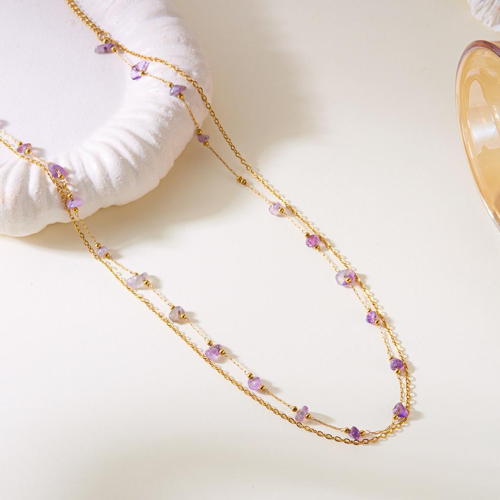 Stainless Steel Sunflower Necklace With Natural Turquoise Beads For Women