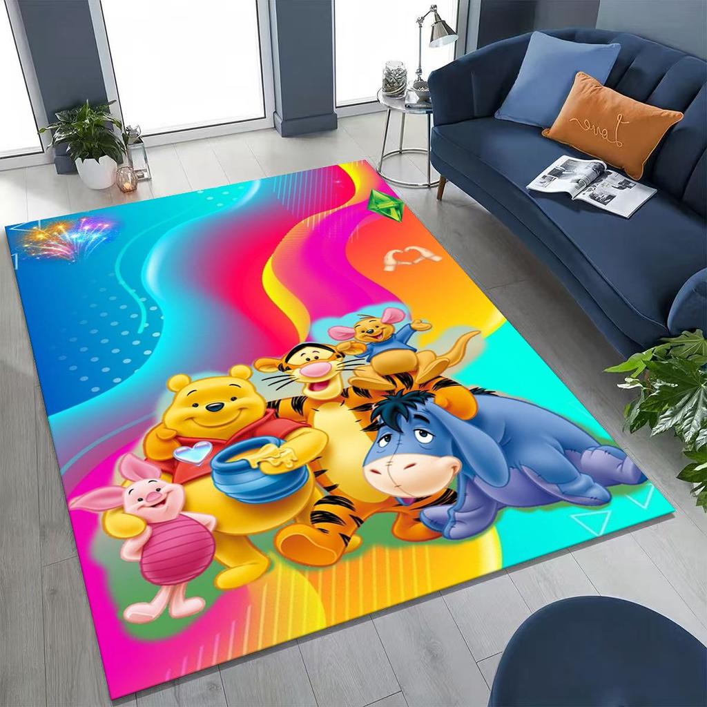 New Cute Winnie Pooh Bear Cartoon Rug for Bedroom Living Room Sofa Home Doormat Decor, Large Kids Play Non-slip Floor Mat