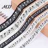 Cotton Ribbon for Gift Wrapping Black and White Musical Notes Ribbon, 5/8" x 11 Yards Music Skin Friendly Trim Note Printed DIY Crafts Party