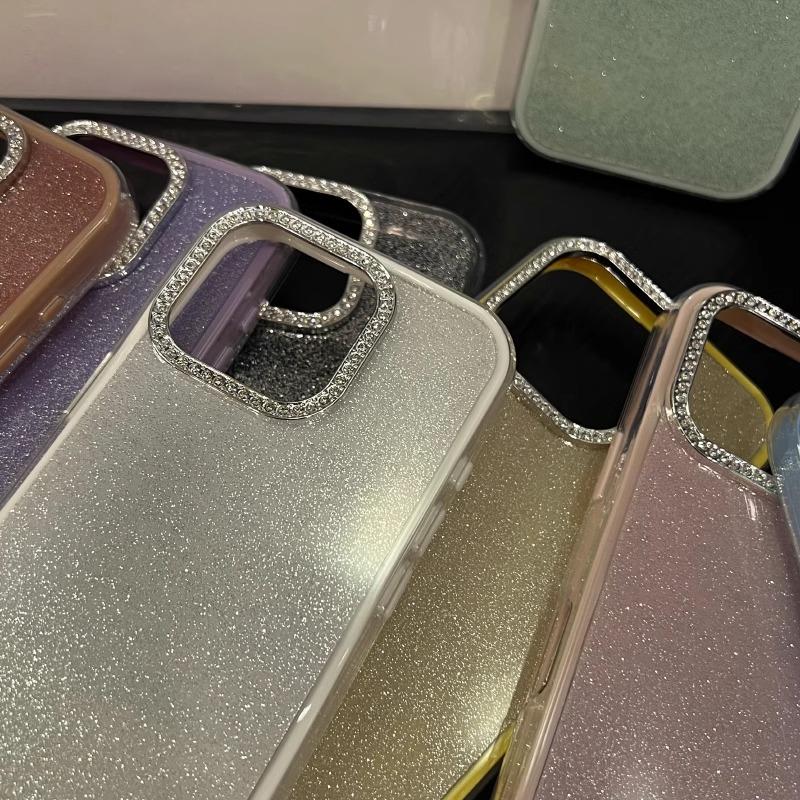 Bling Diamond Camera Protection Phone Case For iPhone 16 15 14 13 12 Pro Max 11 Shockproof Acrylic Glitter Hard Back Cover