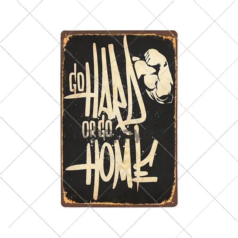Gym Rule Metal Sign Fitness Motivational Quotes Poster Work Out Plaque Man Cave Pub Bar Wall Decorative Vintage Plate 20x30cm