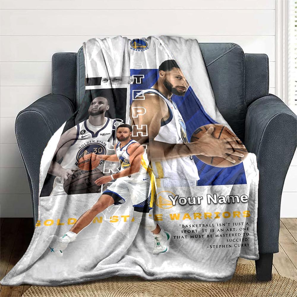 Golden State Curry Game Day Customize Your Name Blanket Lightweight Customizable Blanket Soft & Cozy for Couch Living Room Sofa Bed All-Season Use