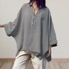 Women Spring Top Oversized Solid Color Turn-down Collar Irregular Hem Soft Match Pants Button Batwing Sleeves Summer Blouse Women Clothes