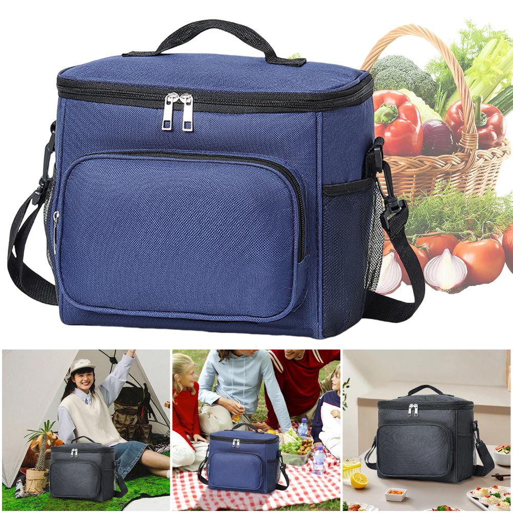 Portable Picnic Bag Large Capacity Food Thermal Box with Adjustable Shoulder Strap Insulated Lunch Bag for Spring Outing Travel