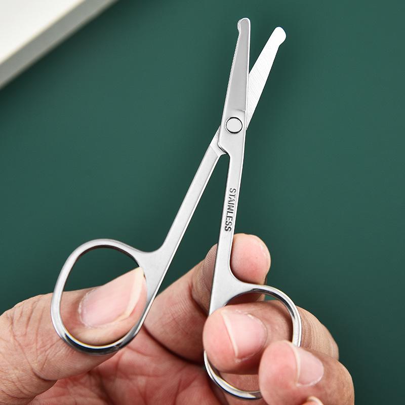 Men's Precision Grooming Scissors Set: Stainless Steel, Pointed Tip for Eyebrows, Round Tip for Nose Hair, Mirror-Polished Finish
