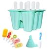 6-Compartment Silicone Popsicle Molds Set with Funnel & Cleaning Brush, Easy Release Reusable BPA Free Ice Pop Molds, Green