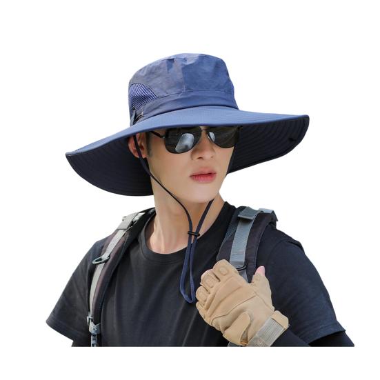 Adjustable Wide Brim Fisherman Hat Polyester Fiber 56 cm 1 Pc