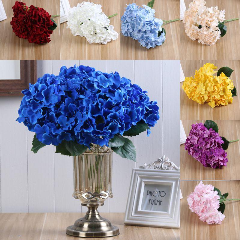 Exquisite 5 Heads Faux Silk Hydrangea Flowers Bouquet Ideal For Bridal Arrangements