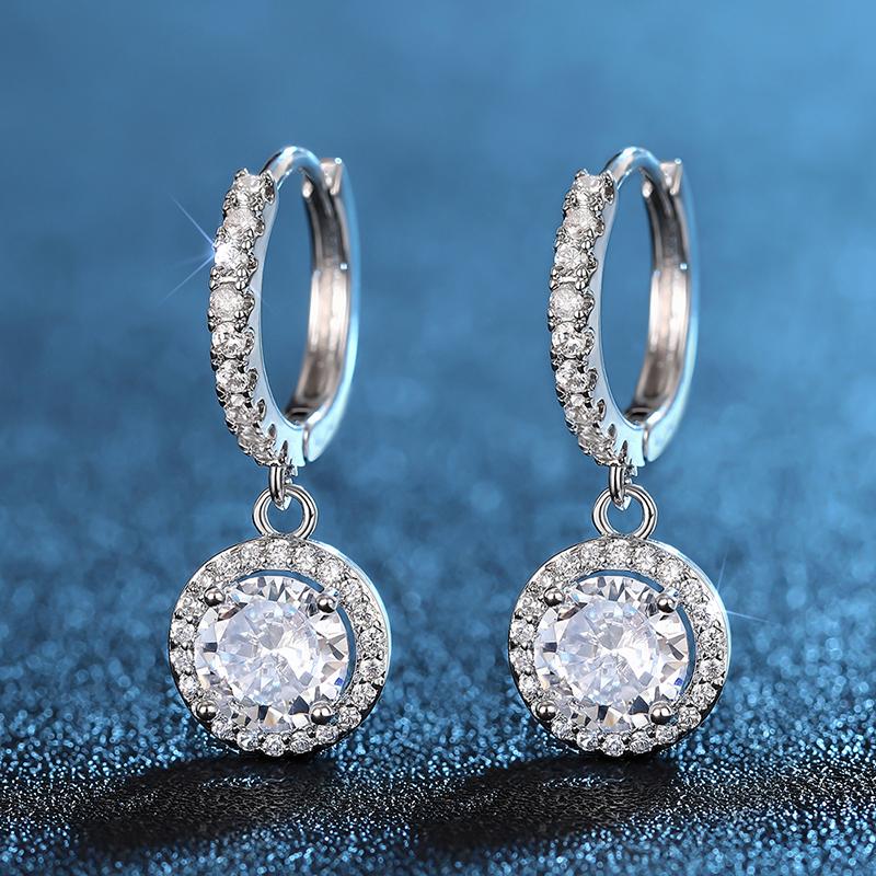 Huitan Women Drop Earrings Simple Design Silver Color Inlaid Sparkling CZ Charming Accessories Fashion Jewelry for Party Daily