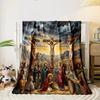 Crucifixion Scene with Biblical FiguresFlannel blanket for bedroom, living room, sofa, and nap