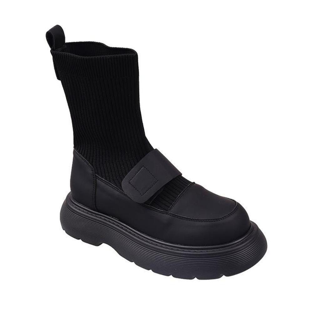 Fashion High Sock Boots For Women Round Toe Ladies Modern Rubber Female Shoes New Outside Platform Knee Stretch Boots