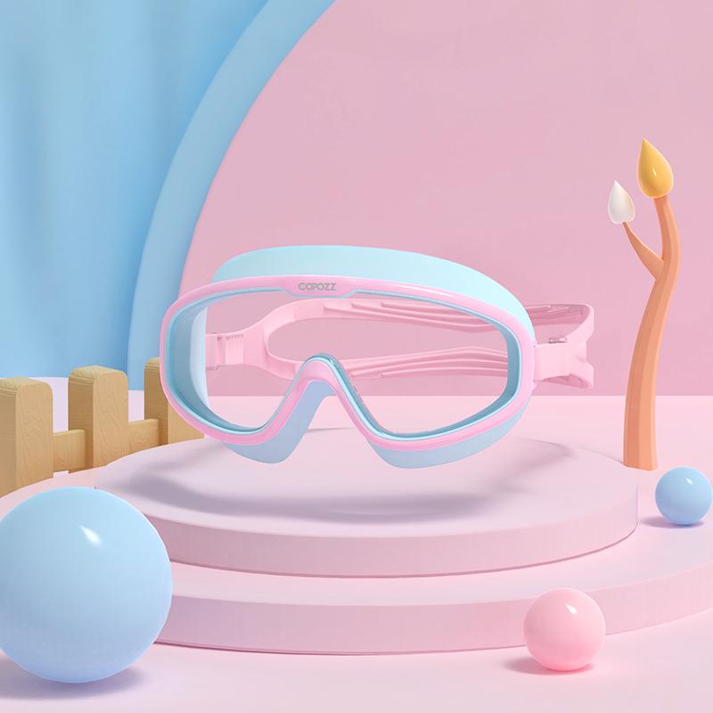 Kids Swimming Goggles Waterproof Adjustable Silicone Child Swim Glass Anti-fog UV Protection Big Frame Eyewear with Case