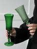 Green Vintage Striped Goblet French Champagne Glass Fruit Wine Glass High-value Glass Wine Glass Bar Party Barware