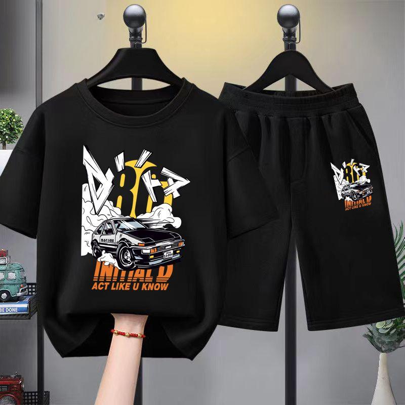 

Летний комплект одежды для девочек, детский комплект из 2 предметов с принтом джипа для мальчиков, футболки и шорты, детский повседневный комплект верхней и нижней одежды, спортивные костюмы 140CM