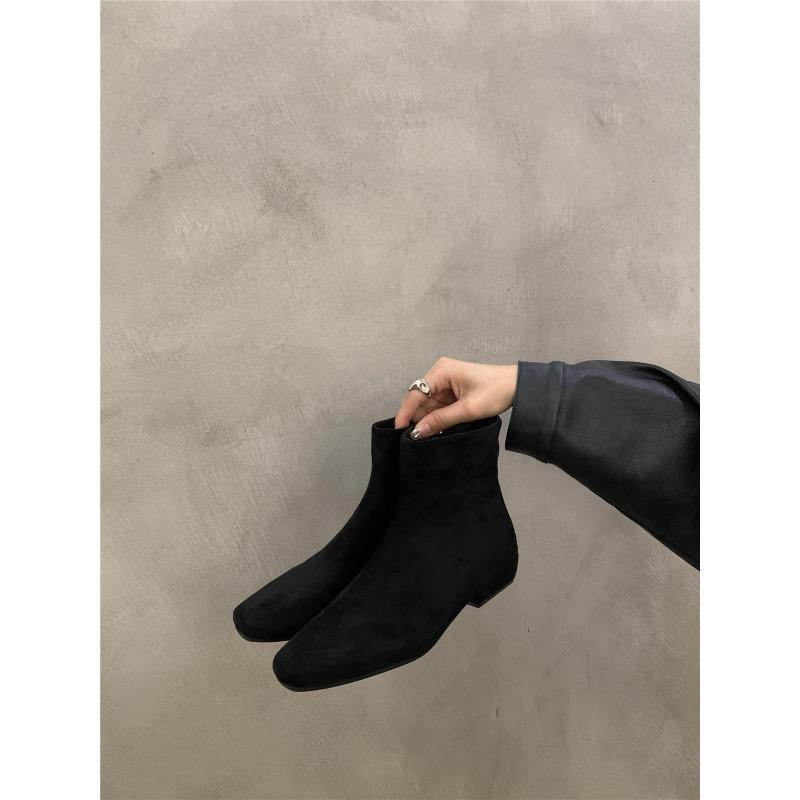 

Версия из овчины~ толстый каблук тонкие ботильоны женская обувь новые бархатные ботильоны ретро замшевые маленькие короткие ботильоны 40