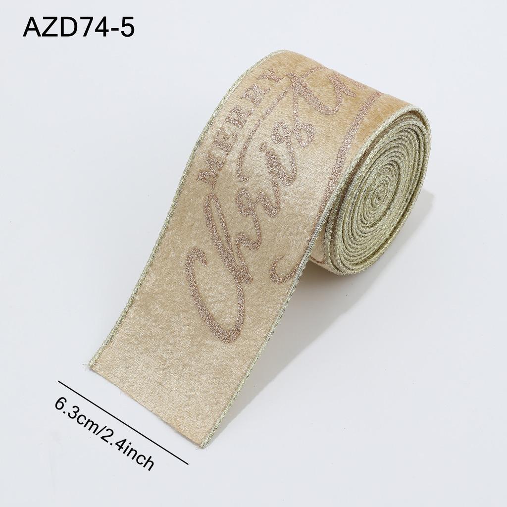 2m/Roll 6.3cm Flocked Christmas Ribbon Glitter Merry Christmas Letter Printed Ribbons For Xmas Holiday Gift Wrapping Bow Decor