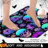 Halloween Skull Flower Shower Curtain Sets With Rugs Purple Neon Funny Horror Bathroom Set With Non-Slip Rug,Toilet Lid Cover,