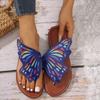 Women Butterfly Graffiti Slippers2025 Summer Fashion Lightweight Anti Slip Flat Bottom Flip Flops Outdoor Beach Casual Shoes