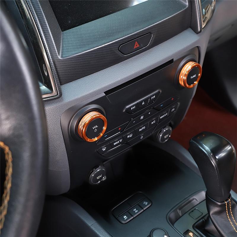 A03E-For Ford Ranger 2015-2018 Centre Console Volume Tune Knob Button Cover Decor Trim Interior Accessories