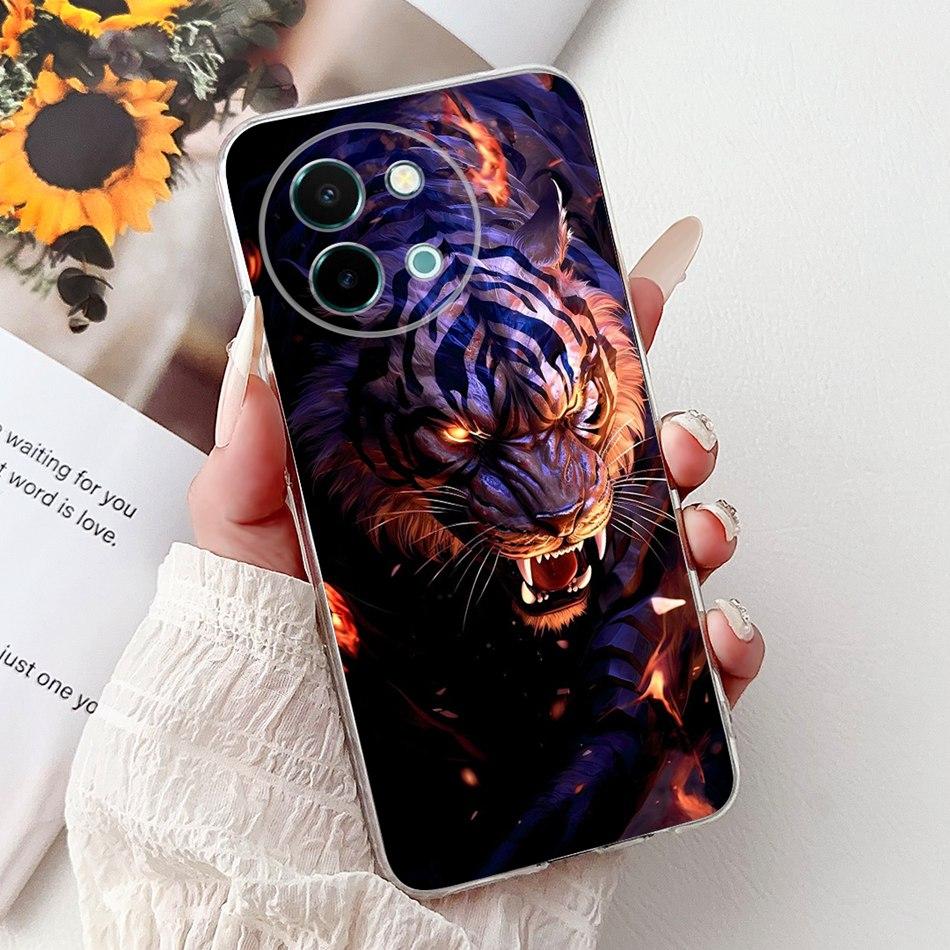 For Vivo Y38 Y58 2025 New Cool Dragon Tiger Painted Phone Case For Vivo Y38 Y58 5G Soft Silicone TPU Cases