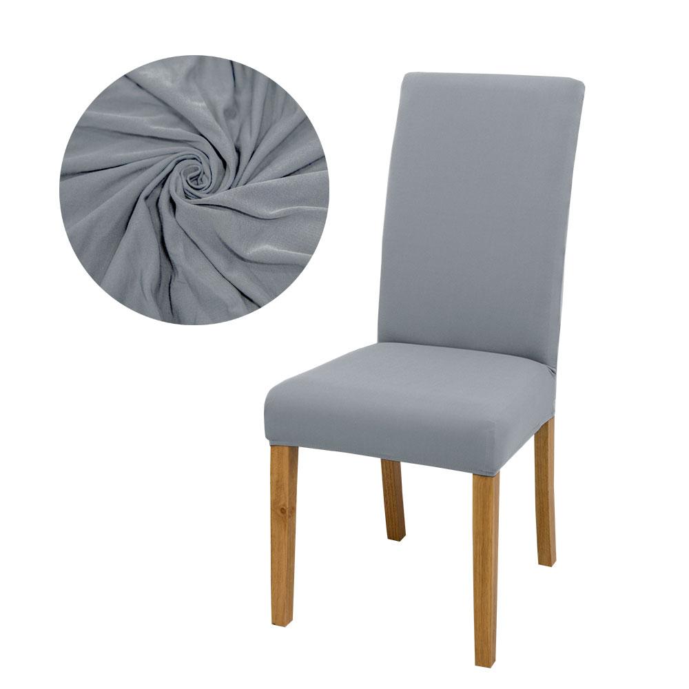 Solid Color Chair Covers Elastic Dining Room Seat Cover Washable Chair Protective Case for Restaurant Wedding Banquet Light Gray