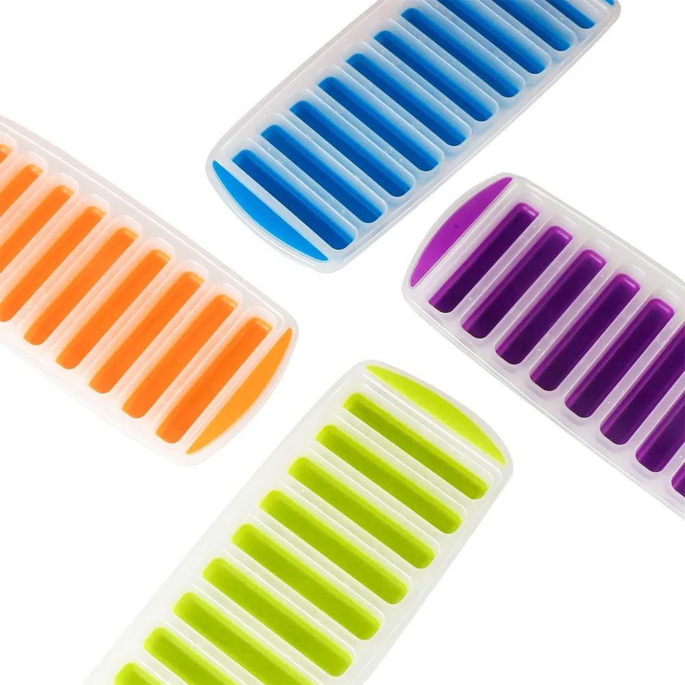 Silicone Long Strip Ice Cube Mold 10 Holes Ice Cube Tray DIY Ice Block Mold Cold Drink