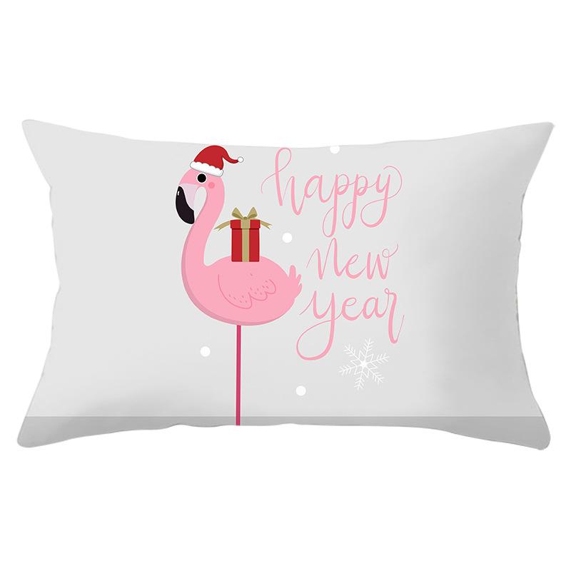 New Christmas Peach Skin Lumbar Pillowcase Cartoon Print Series Sofa Cushion Cover Throw Pillow Cover