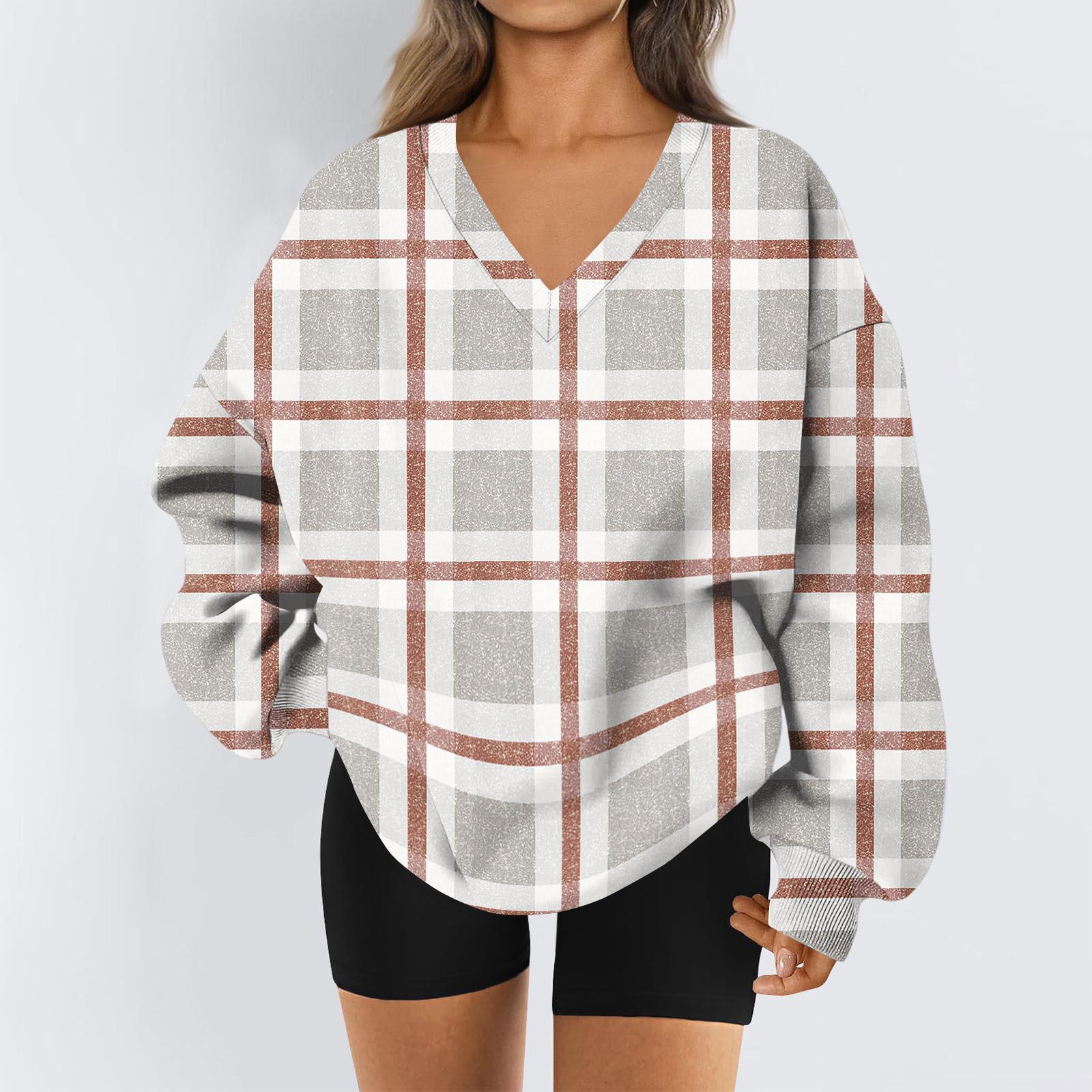 

Женская толстовка, спортивная фланелевая толстовка с длинным рукавом, повседневная толстовка с V-образным вырезом L бежевый