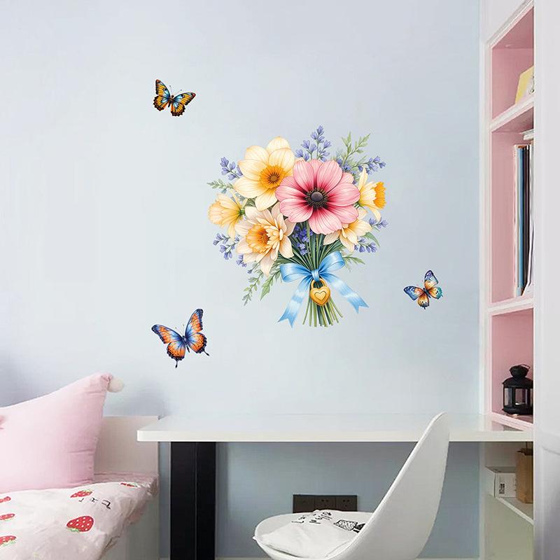 Lavendel Wandaufkleber Selbstklebende Blumendekorationen für Schlafzimmer Kleiderschrank Schrank Kühlschranktür Dekor Toilettenaufkleber