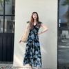 2026 Summer French Resort Style Long Floral Dress with Ruffled Sleeves and High Waist