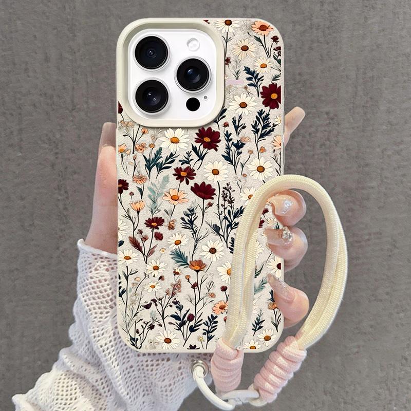 Blumen-Leopardenmuster Handgelenkband Leder Silikonhülle Für Xiaomi 15T 14T Pro 15 Ultra POCO X7 X6 X5 X3 F5 F6 F7 Ultra M7 M6 Pro