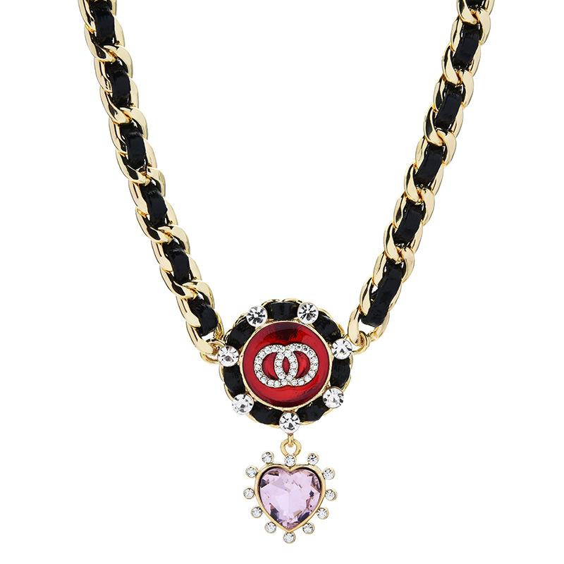 Style Korean Elegant Black Choker Necklace With Heart Pendant For Women