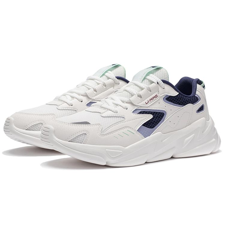 Li Ning Jing Ying Non-Slip Wear-Resistant Low-Top Sports Casual Shoes Men Sneakers White Blue AGLS053-3