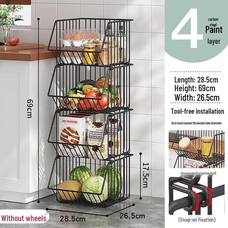 Multi-Layer Floor-Standing Kitchen Rack for Vegetables & Fruits