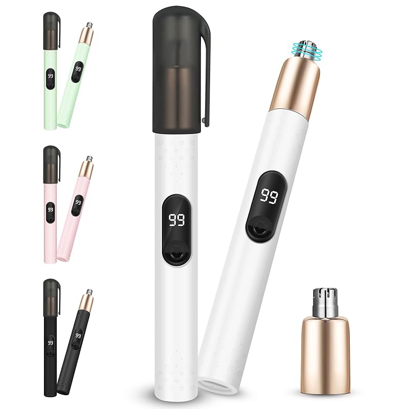 

nose hair cutter ladies men s [New in 2024, available in 4 colors, with replacement blade] Ears nose hair trimming LCD power consumption display
