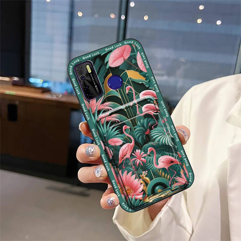 Back Cover Card Slot Phone Case For Tecno Camon15/15Air/16S/KD7H/CD6/CD7/Spark5/5Pro Cartoon Card Bag Waterproof Cover